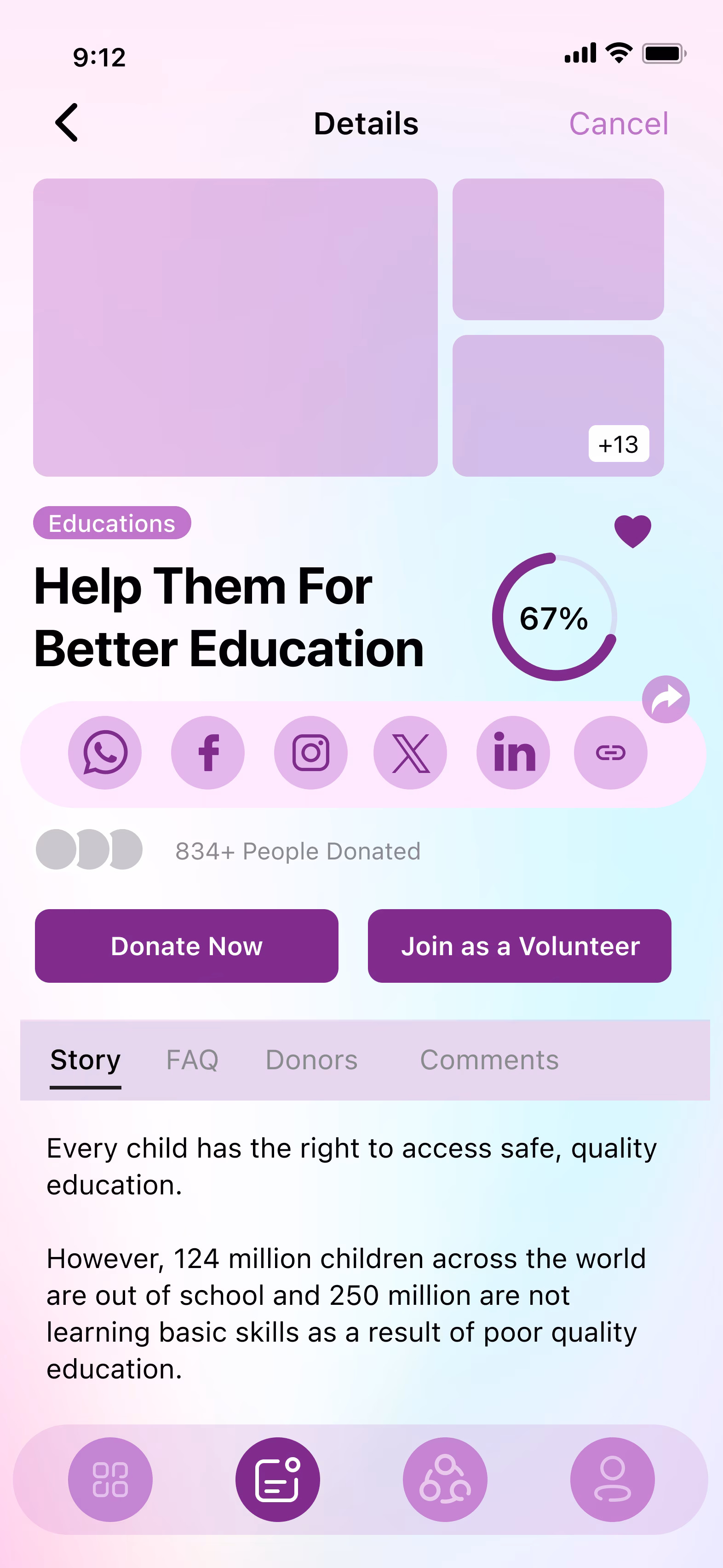 Daily Angel cause details screen variation 1